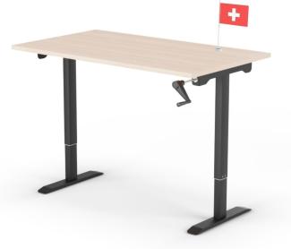 manuell höhenverstellbarer Schreibtisch EASY 140 x 80 cm - Gestell Schwarz, Platte Eiche