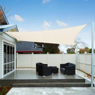 AXT SHADE Sonnensegel Wasserdicht Rechteckig 2,5x3m Wetterschutz Sonnenschutz PES Polyester mit UV Schutz für Terrasse Balkon Garten-Creme(Wir machen Sondergrößen)