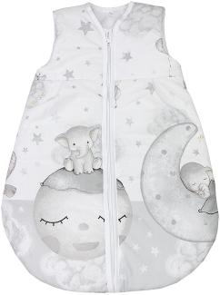 TupTam Baby Ganzjahres Schlafsack Ärmellos Wattiert, Farbe: Mond mit Elefant/Grau, Größe: 80-86