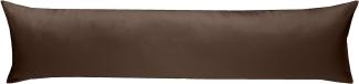 Bettwaesche-mit-Stil Mako-Satin Seitenschläferkissen Bezug aus 100% Baumwolle (Baumwollsatin) Uni/einfarbig (40 cm x 145 cm, Dunkelbraun)