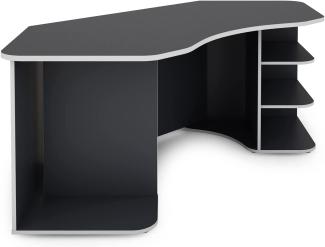 byLIVING Schreibtisch THANATOS/Gaming-Tisch in Anthrazit mit Kanten in Weiß/Eck-Schreibtisch mit viel Stauraum und XXL Tischplatte/Computer-Tisch/PC/Arbeits-Tisch / 198x76x85cm (BxHxT)