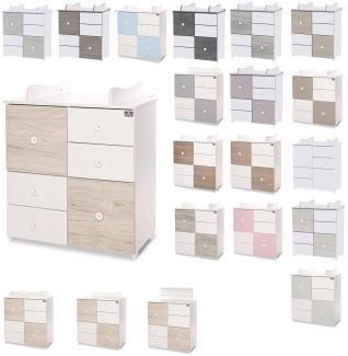 Lorelli Kommode Cupboard 83 x 71 x 96 cm, 4 Schubladen, 2 Türen mit Regalboden grau weiß