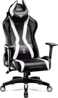 Diablo X-Horn 2. 0 Gaming Stuhl Bürostuhl Gamer Chair Schreibtischstuhl 3D Armlehnen Ergonomisches Design Nacken/- Lendenkissen Kunstleder Wippfunktion Schwarz-Weiß Normal (L)