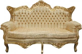 Casa Padrino Barock 2er Sofa Master Gold Muster / Gold 2Mod- Wohnzimmer Couch Möbel Lounge