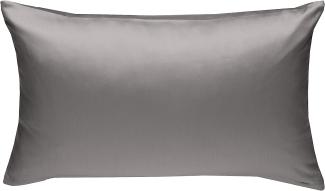 Bettwaesche-mit-Stil Mako-Satin / Baumwollsatin Bettwäsche uni / einfarbig dunkelgrau Kissenbezug 60x80 cm