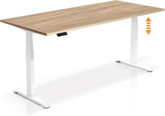 Möbel-Eins OFFICE ONE elektrisch höhenverstellbarer Schreibtisch / Stehtisch, Material Dekorspanplatte weiss Eiche sonomafarbig 180 x 80 cm