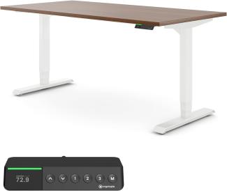 Desktopia Pro X - Elektrisch höhenverstellbarer Schreibtisch / Ergonomischer Tisch mit Memory-Funktion, 7 Jahre Garantie - (Nussbaum, 120x80 cm, Gestell Weiß)