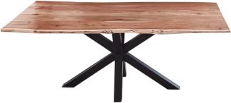 SAM Esszimmertisch 180x90cm Quincy, echte Baumkante, Akazienholz naturfarben, massiver Baumkantentisch mit Spider-Gestell Mattschwarz
