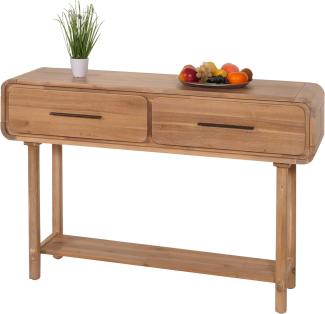 Konsolentisch HWC-M47, Telefontisch Beistelltisch Ablagetisch, Schublade, Akazie Massiv-Holz gebeizt 80x120x35cm 22kg