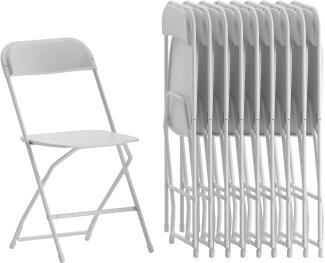 Flash Furniture Klappstuhl HERCULES aus Kunststoff – Leichter Stuhl zum Klappen für Gäste oder Veranstaltungen – Praktischer Küchenstuhl auch für draußen geeignet – 10er-Set – Weiß