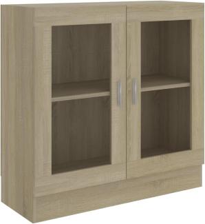 vidaXL Vitrinenschrank Bücherschrank Aktenschrank Büroschrank Vitrine Schrank Bücherregal Sideboard Sonoma-Eiche 82,5x30,5x80cm Spanplatte