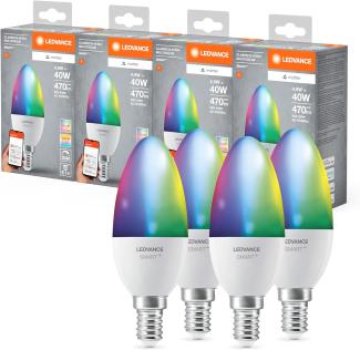 Ledvance SMART+ MATTER LED-Lampe, kompatibel mit Google, Alexa, Apple, weiße Frost-Optik, 4,9W, 470lm, E14, Farblicht & Weißlicht, App- oder Sprachsteuerung, bis zu 20. 000 Std. Lebensdauer, 4-Pack
