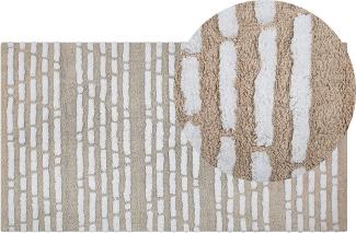 Teppich Baumwolle beige 120 x 180 cm Kurzflor AHIRLI