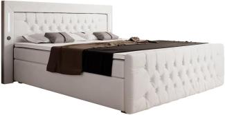 Boxspringbett Elegance mit LED, USB und Stauraum 180x200 Weiß H3