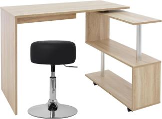 Schreibtisch mit Sitzhocker 150x88x75 cm Weiß aus MDF ML-Design