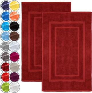 NatureMark 2er Pack Badvorleger | Premium Qualität | 100% Baumwolle | 50 x 80 cm | Duschvorleger Duschmatte Doppelpack | Farbe: Bordeaux rot