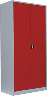 Stahl-Aktenschrank Metallschrank abschließbar Büroschrank Stahlschrank 195 x 92,5 x 50cm Lichtgrau/Rot 530354