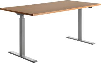TOPSTAR | Schreibtisch | elektrisch höhenverstellbar | BxT 1600 x 800 mm | Platte Buche-Dekor | Gestell grau