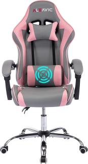 ALEAVIC Gaming Stuhl Racing Stuhl Ergonomischer Bürostuhl PC Gaming Sessel Hohe Rückenlehne, Grau rosa