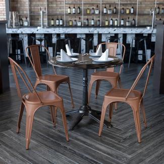 Flash Furniture Stapelbare Stühle für den Innen-und Außenbereich, aus Metall, 4 Stück, Eisen Kunststoff Gummi, Kupfer, 4 Pack