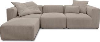 DOMO Collection Malia Ecksofa, Modulsofa in L-Form, bestehend aus 4 Modulen, Sofa, Couch, braun, 301 x 193 cm