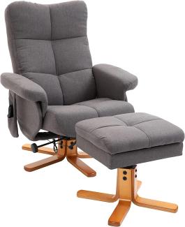 HOMCOM Massagesessel mit Fußhocker Relaxsessel Fernsehsessel TV Sessel 145°-Neigung Polyester Dunkelgrau 80 x 86 x 99 cm