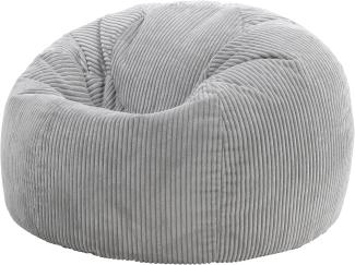 icon Kingston Großer Sitzsack, Jumbo Cord Sitzsack, Dawn Grey, Sitzsack für Erwachsene mit Füllung inklusive, Bequemer Lounging Chair für jedes Alter