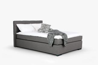 Mivano Beast Boxbett, Komfortables Bett mit Durchgehender Matratze (H3) und Topper, Flachgewebe Karoo Grau, Liegefläche 120 x 200 cm