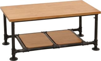 Couchtisch HWC-N27, Wohnzimmertisch Tisch Sofatisch Beistelltisch, Industrial Massiv-Holz Metall 48x100x50cm ~ natur