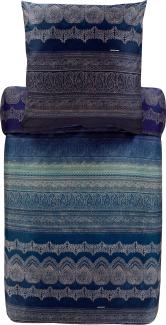 Bassetti BRUNELLESCHI B1 Bettwäsche aus Baumwollsatin in der Farbe Blau 135x200 / 80x80 cm