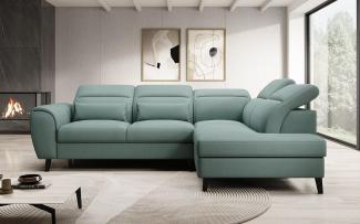 Designer Sofa Nobile mit verstellbarer Rückenlehne Stoff Grün Rechts