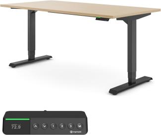 Desktopia Pro X - Elektrisch höhenverstellbarer Schreibtisch / Ergonomischer Tisch mit Memory-Funktion, 7 Jahre Garantie - (Ahorn, 180x80 cm, Gestell Schwarz)