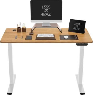 Flexispot Hemera Höhenverstellbarer Schreibtisch (160 x 80 cm), mit Memory-Steuerung und Softstart/-Stop& integriertes Anti-Kollisionssystem, weiß Gestell + Bambus Tischplatte