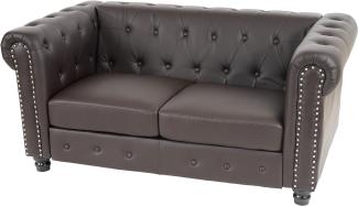 Luxus 2er Sofa Loungesofa Couch Chesterfield Kunstleder 160cm ~ runde Füße, rot-braun