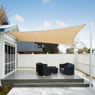 AXT SHADE Sonnensegel Wasserdicht Rechteckig 2x3m Wetterschutz Sonnenschutz PES Polyester mit UV Schutz für Terrasse Balkon Garten-Sand(Wir Machen Sondergrößen)