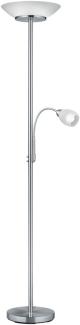 LED Deckenfluter mit Flexarm Leselampe, Silber & Glasschirme weiß, H: 180cm