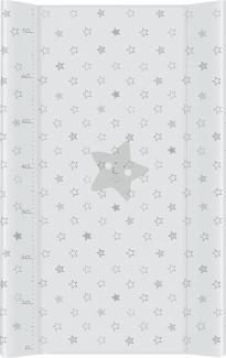 Ceba Baby Wickelauflage Wickelunterlage Wickeltischauflage 2 Keil Feste 80x50 cm Abwaschbar für Mädchen und Junge - Graue Sterne 80 x 50 cm