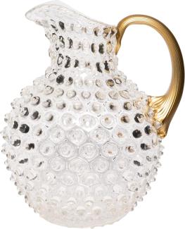 CHEHOMA - Eleganter 2L Hobnailkrug mit goldenem Henkel - Glas, 23 cm Höhe