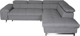 Mivano Ecksofa Chef / L-Sofa mit Schlaffunktion, Bettkasten und verstellbaren Kopfstützen / 262 x 72 x 206 / Strukturstoff Grau