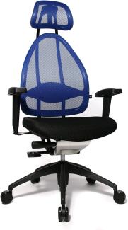 Topstar Open Art 2010 ergonomischer Bürostuhl, Schreibtischstuhl, inkl. höhenverstellbare Armlehnen, Rückenlehne und Kopfstütze, Stoff blau