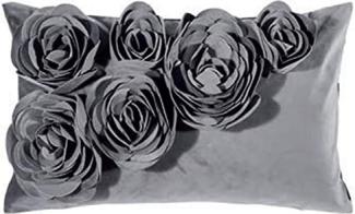 PAD Kissenhülle Samt Floral Grau (30x50cm) 10154-U25-3050