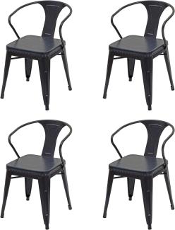 4er-Set Esszimmerstuhl HWC-H10d, Stuhl Küchenstuhl, Chesterfield Metall Kunstleder Industrial Gastro ~ schwarz-grau