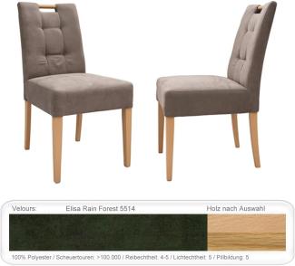 4x Stuhl Agnes 1 mit Griff Varianten Polsterstuhl Massivholzstuhl Buche natur lackiert, Elisa Rain Forest