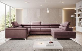 Designer Sofa Torino mit Schlaf- und Klappfunktion Samt Rosé Rechts