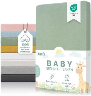 Laleni 2er-Set Premium Spannbettlaken Stubenwagen oval 38x77  cm - Oeko-Tex Zertifiziert, 100% Baumwolle, atmungsaktives Spannbetttuch Jersey Baby, 150 g/m², Summer Green - Grün