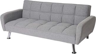 Sofa HWC-K19, Couch Schlafsofa Gästebett Bettsofa Klappsofa, Nosagfederung Schlaffunktion 203cm ~ Stoff/Textil hellgrau