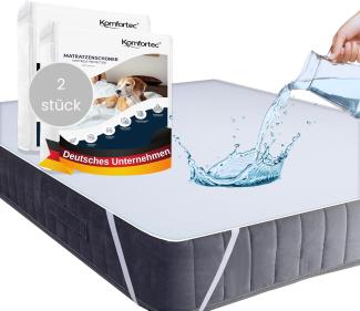 Komfortec wasserdichter Matratzenschoner 90x200 cm 2er Set, Atmungsaktive Matratzenauflage, ohne Knistern Matratzenschutz, Inkontinenzunterlage, Weiß, Doppelpack