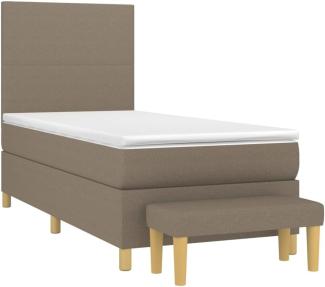 vidaXL Boxspringbett mit Matratze Taupe 90x200 cm Stoff