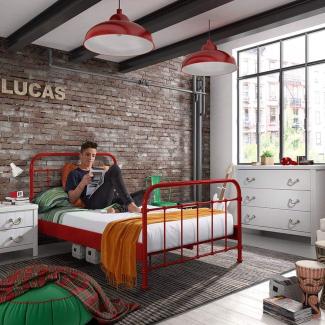 Vipack 'New York' Einzelbett rot, 120x200 cm