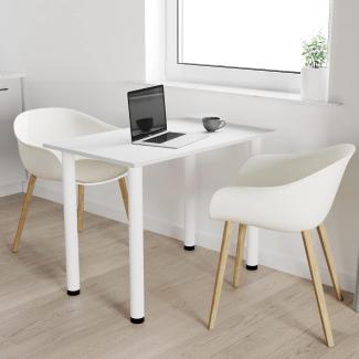 70x40 | Esszimmertisch - Esstisch - Tisch mit weißen Beinen - Küchentisch - Bürotisch | HELLGRAU